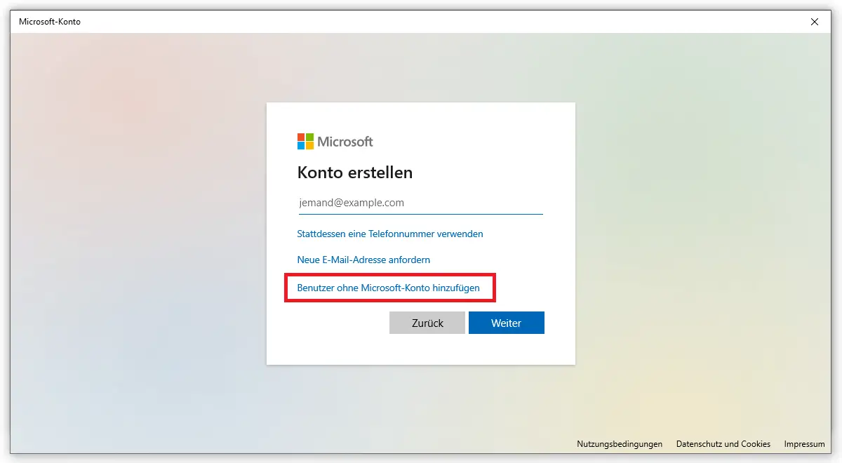 Account einrichten und bei Windows 10 Benutzer anlegen