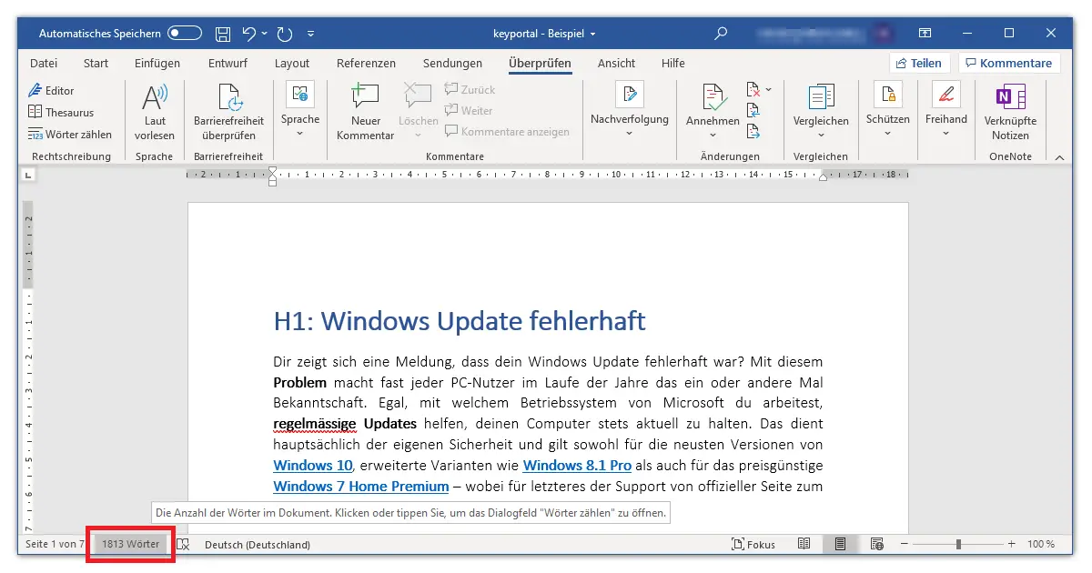 Zeichen Z Hlen In Word Alle W Rter Z Hlen Keyportal De