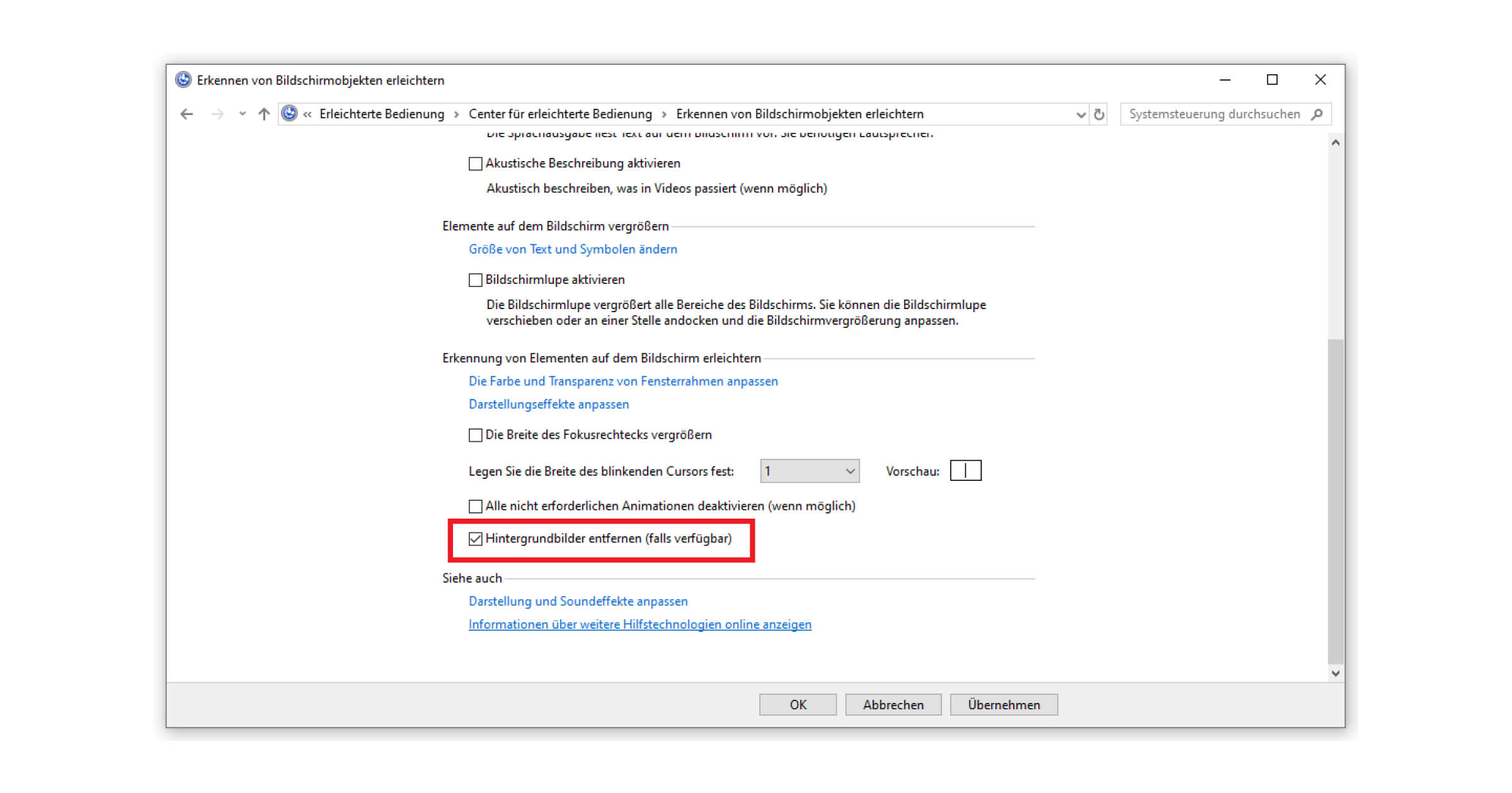 Im Menü von Windows 10 die Meldung entfernen