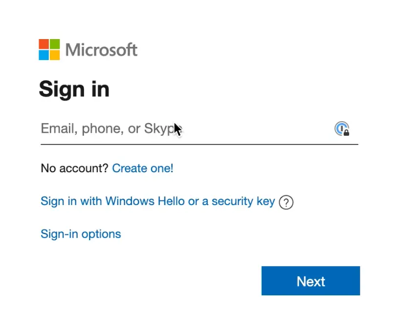 Logge dich bei deinem Microsoft Konto ein.