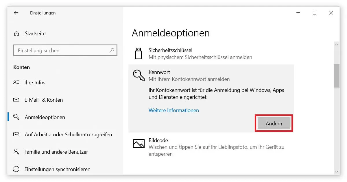 Windows 10 Passwort anpassen, ändern oder entfernen