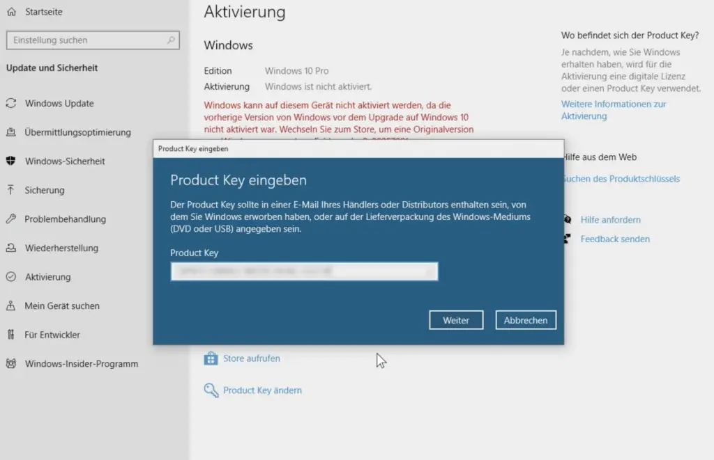 windows 10 pro aktivierung produktkey von keyportal